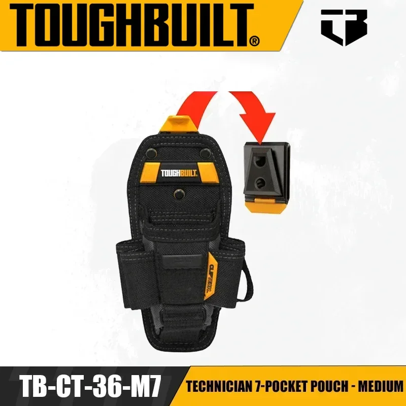 

TOUGHBUILT TB-CT-36-M7/TB-CT-36-L7 Technician 7-Pocket Pouch - Medium/Large Tool Organizer Belt Pouch Tool Accessories