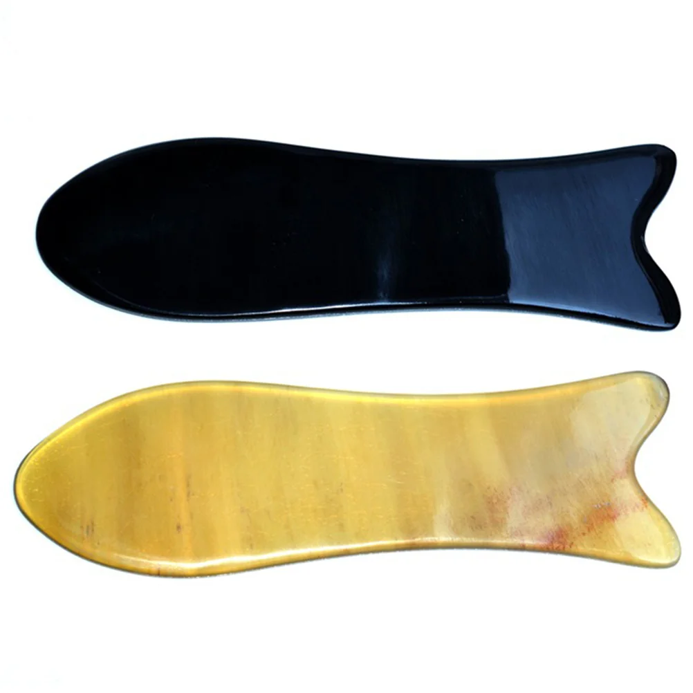 2 Pcs Fish-shaped Tablets Massager Ox Horn Durable Scraping Tool Guasha Board Body