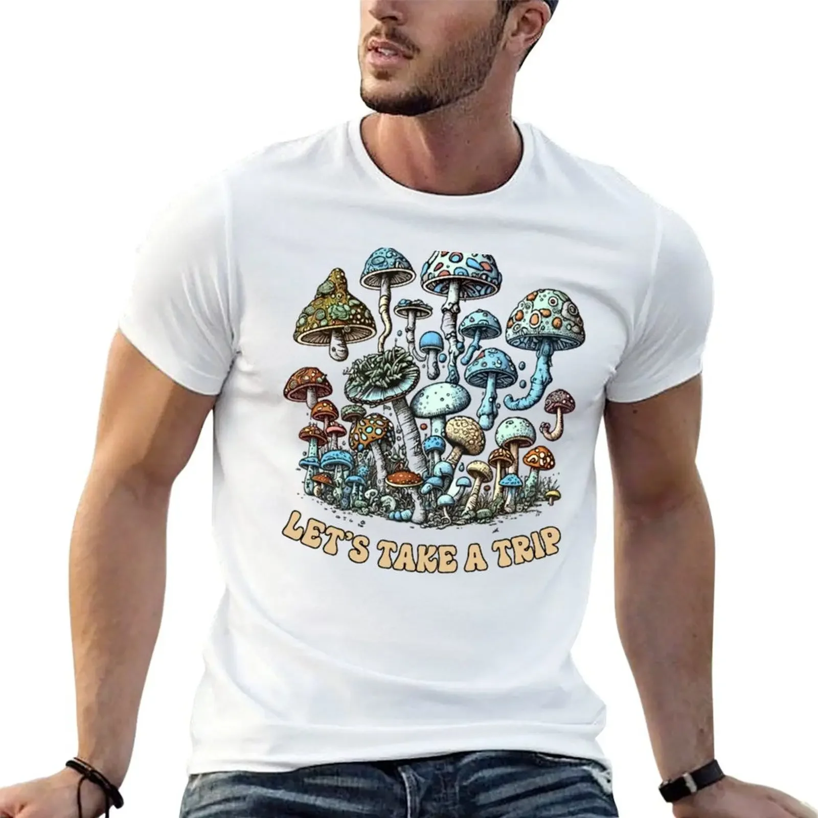 

Let's Take A Trip - Shrooms T-Shirt plus sizes vintage graphic tee anime anime clothes outfits for men