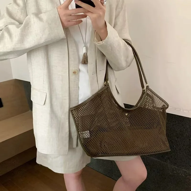 2026 New Women's Woven Tote Bag Large Capacity Casual Vacation Commute Shoulder Bag Handbags for Women Designer Luxury