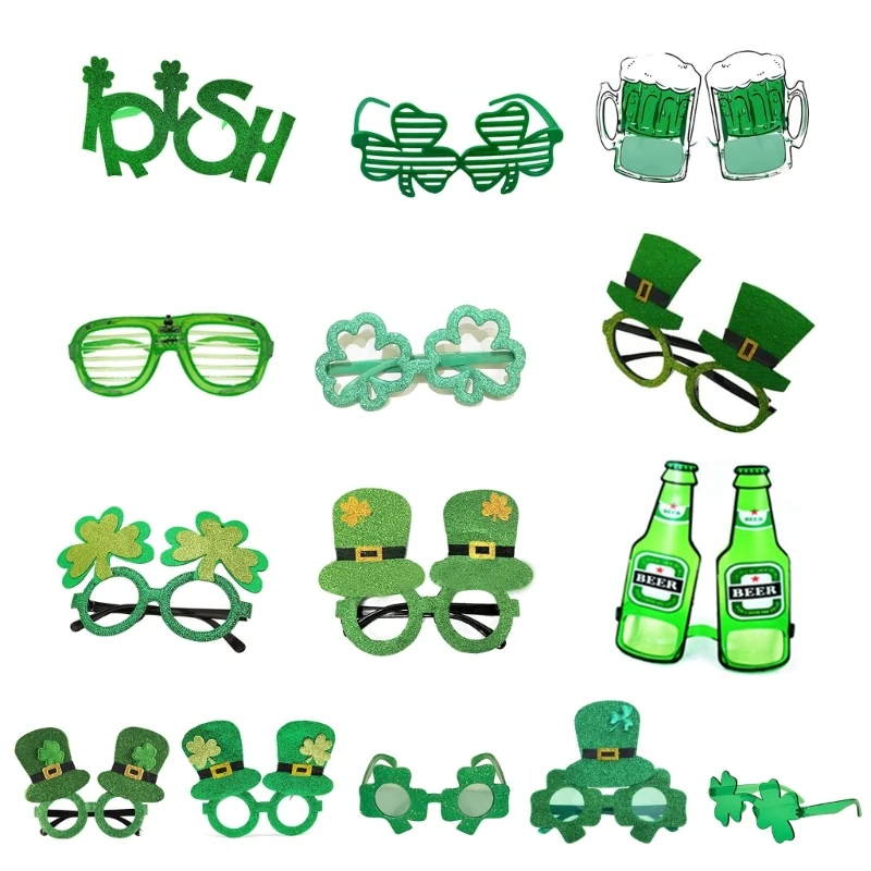 

New Lucky Irish Eyeglasses Patrick Party Costume Four Leaf Clovers Eyewear