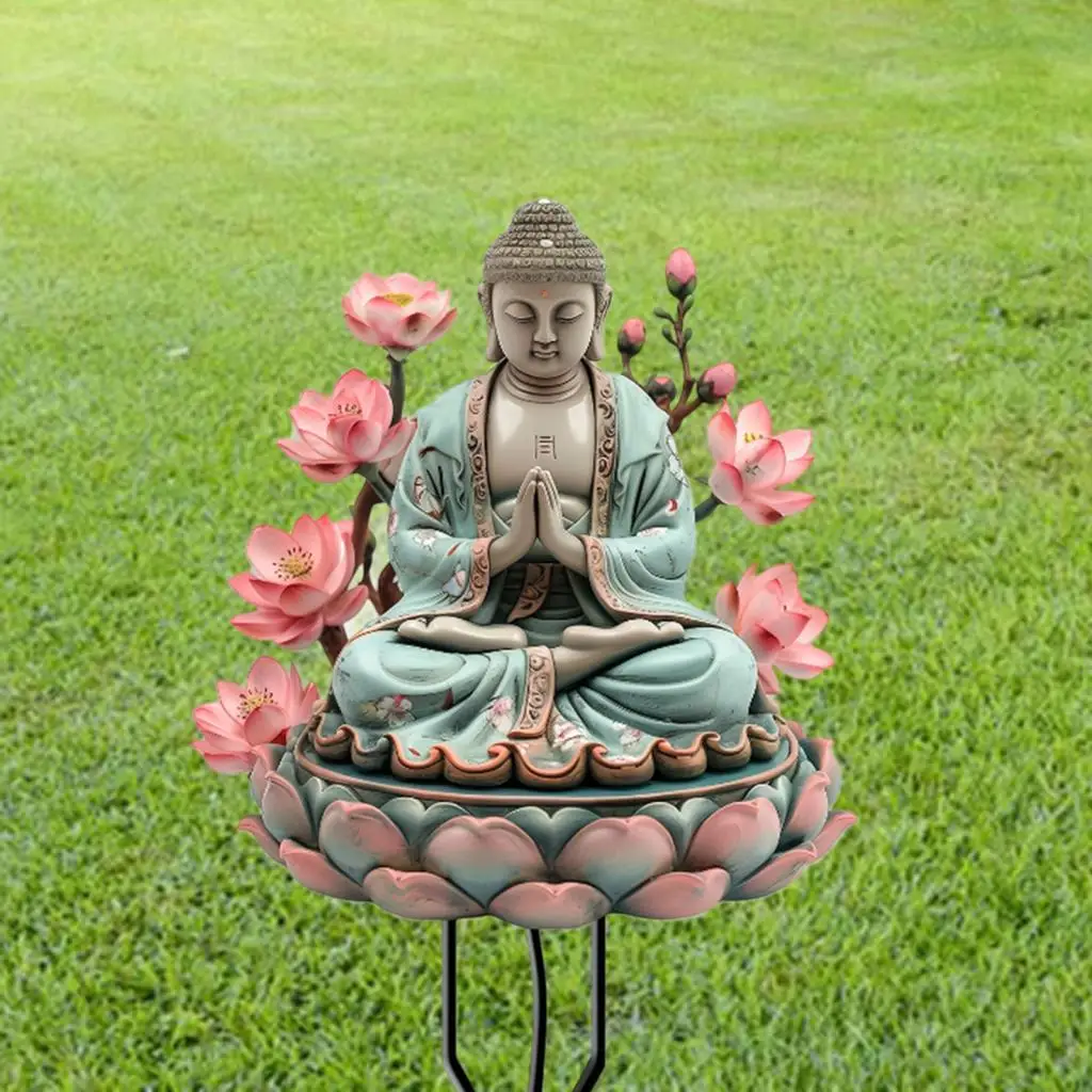 Garden Buddha Yard Sign Crafts Art Decoration Creative Landscape Ornament Garden Stake for Walkway Yard Outdoor Garden Pathway