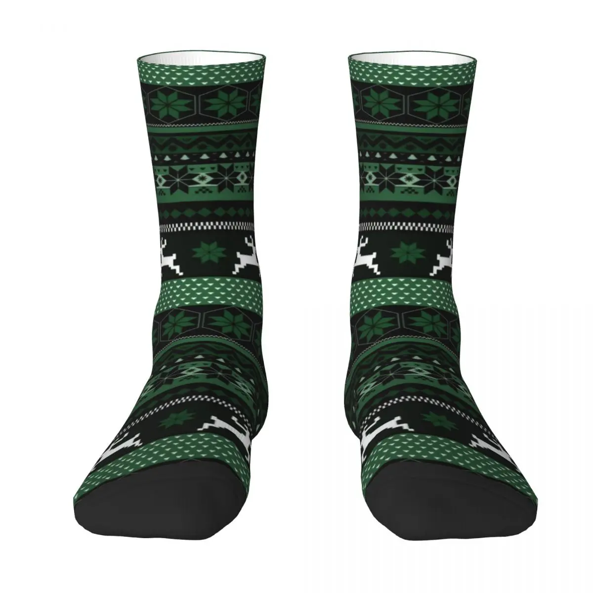 Nordic Christmas Print Socks Green Fair Isle Leisure Stockings Ladies Breathable Running Socks Autumn Custom Anti Skid Socks