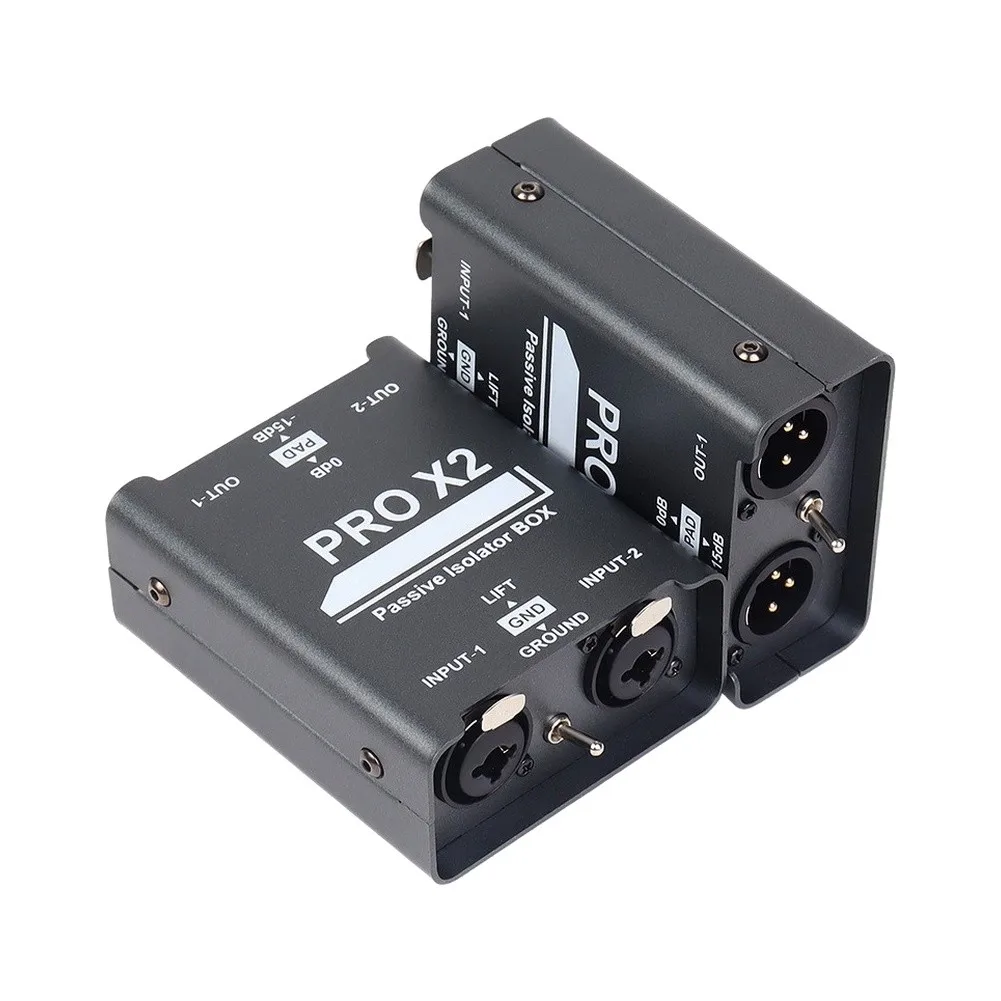 2 Channel Audio Ground Loop Isolator Noise Filter With 6.5mm XLR For Soundproofing Mixing Console Live Streaming Professional To