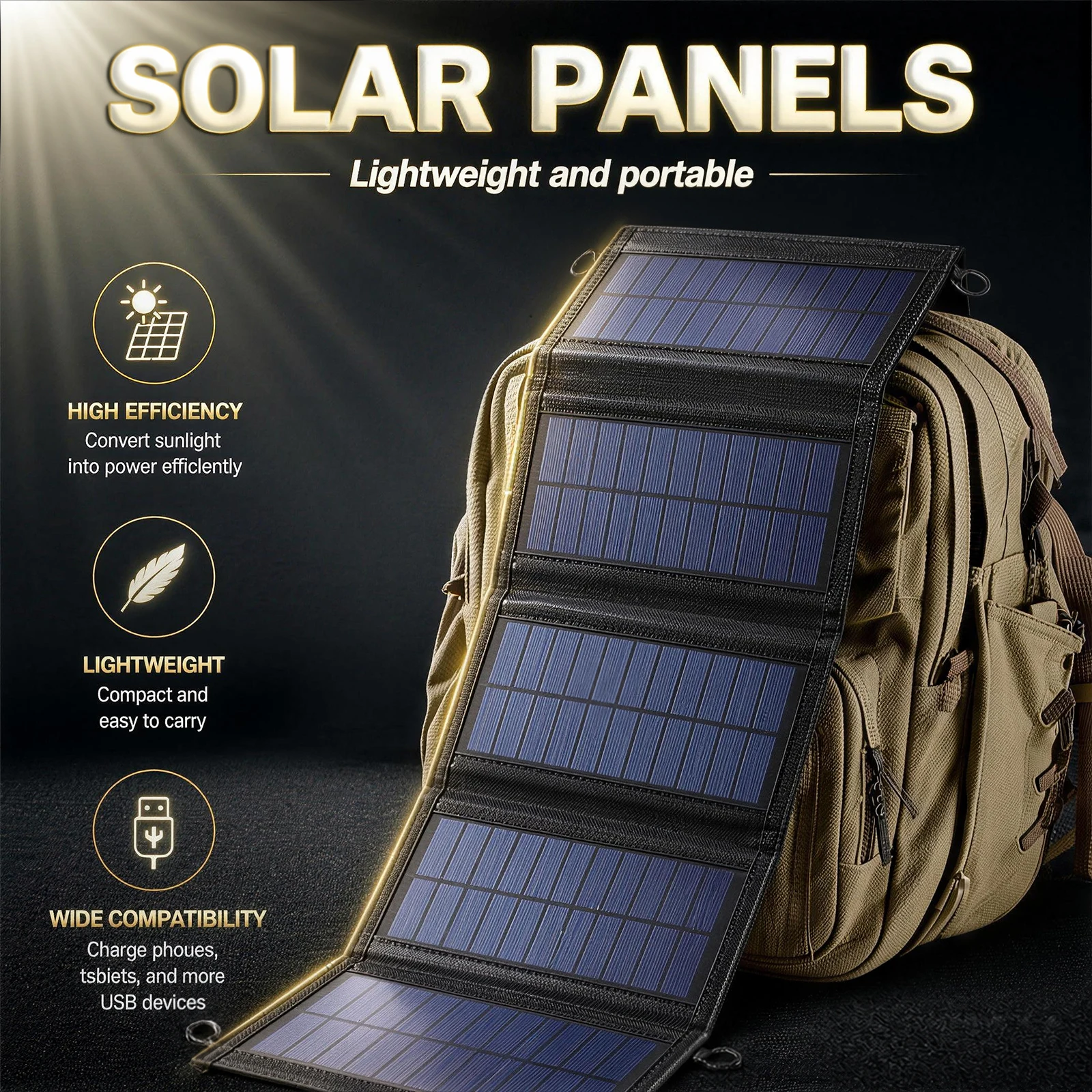 Solar Panel Portable 6-folding Solar Panels Charger USB 5V DC  Power Solar Panel Mobile Power Supply