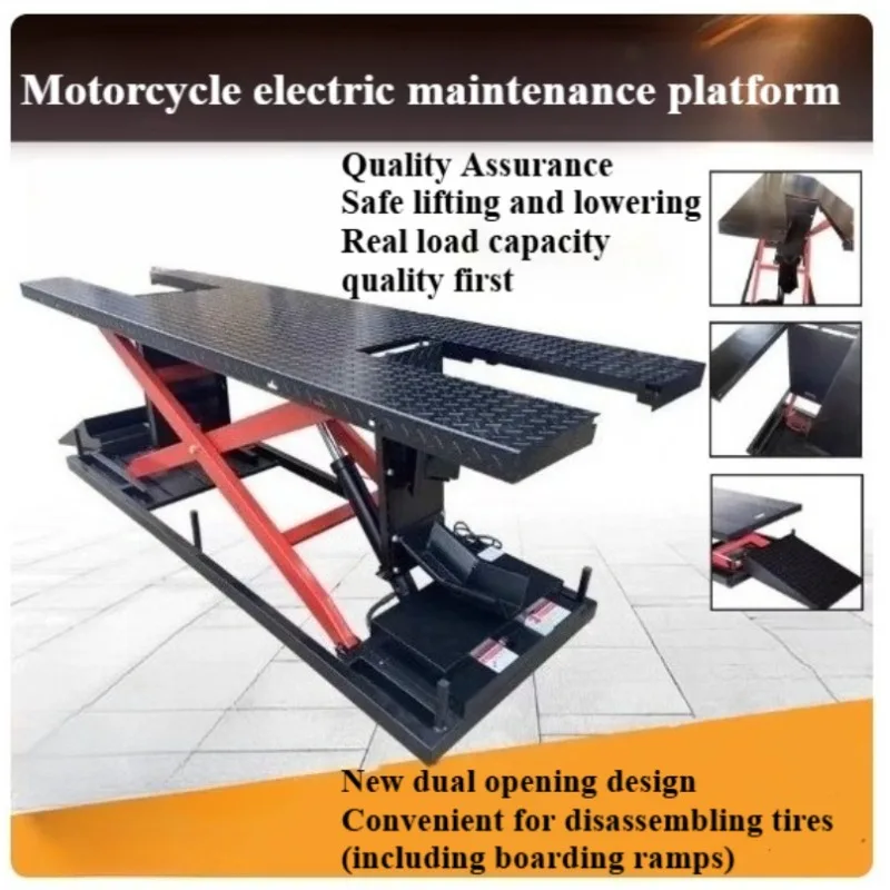 

Workshop 600-800kg Scissor Type Motorcycle Lifting Platform with Clamp Design Hydraulic Lifting Maintenance Platform