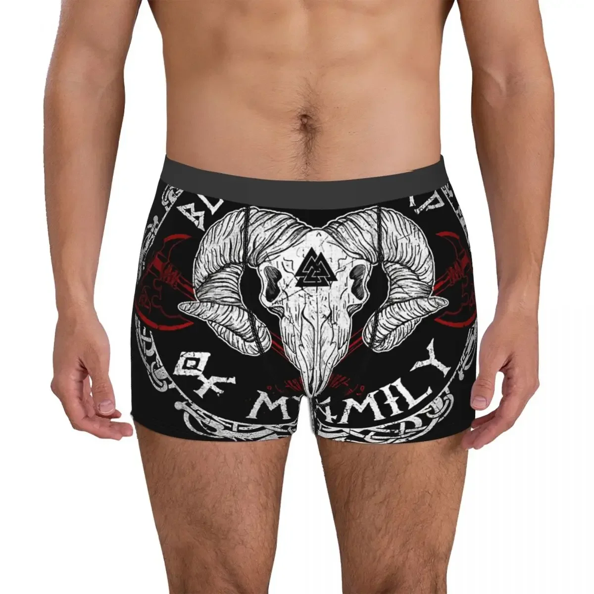 Black Sheep Skull Axe Underpants Breathbale Panties Male Underwear Print Shorts Boxer Briefs