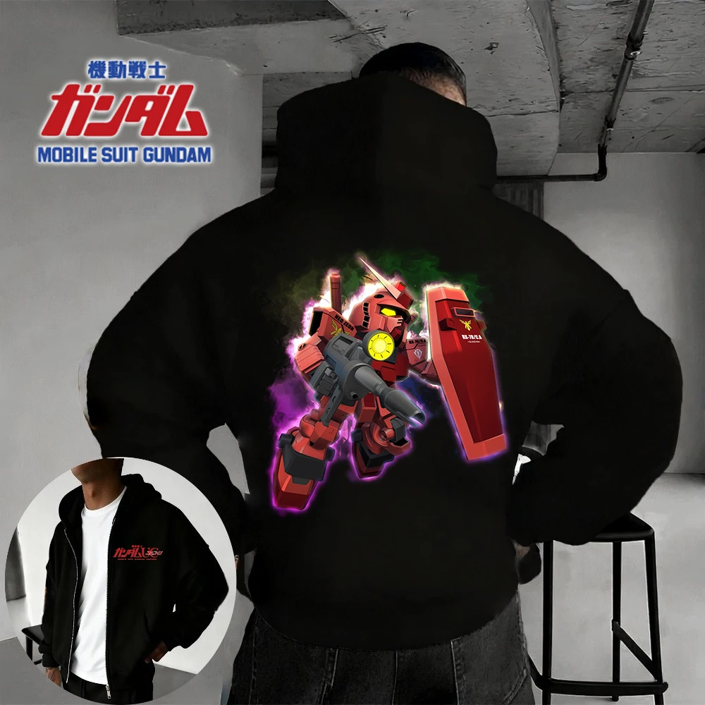 

The 2025 Autumn/winter New Gundam Series Anime Clothing Pattern Printed Pure Cotton 100% Super Large Casual Zipper Hoodie