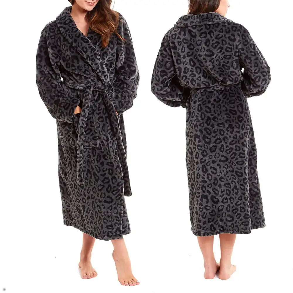 

Unique Pajamas Dresses Women Robe Nightgown V-Neck Leopard print Pregnant Party Sleepwear Split Maternity Dressing Custom Made