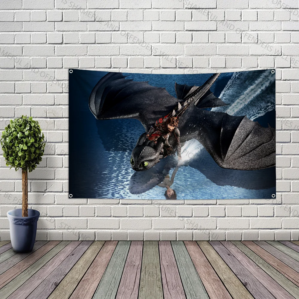 

H-How To T-Train Yours D-Dragon Anime Flag Large Size Shop Art Promotion Advertising Booth Flag Hanging Banners