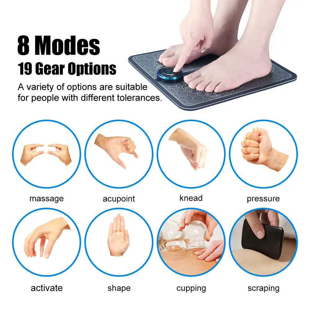 EMS Foot Massage Pad Physiotherapy Multi-directional Electric Massager Muscle Stimulator Contraction Promote Blood Circulation