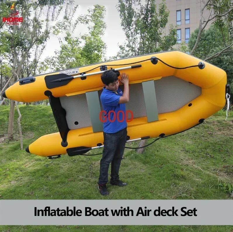 

2.3~3.3m Inflatable Boat with Air Deck Set 0.9mm PVC Wear Resistance Slat Kayaking LUYA Fishing Boat with 2+1 Air-chambers