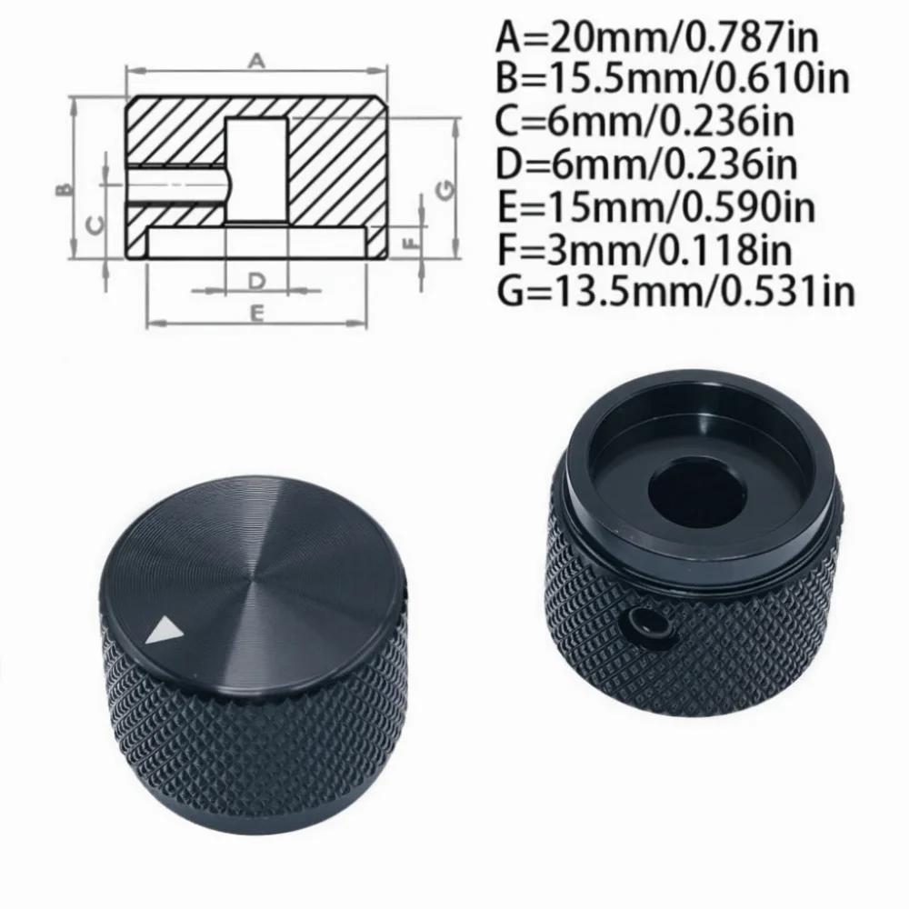 Portable 20 x 15.5mm Rotary Encoder Knob Solid Aluminum Alloy Volume Control Knob Potentiometer Knob