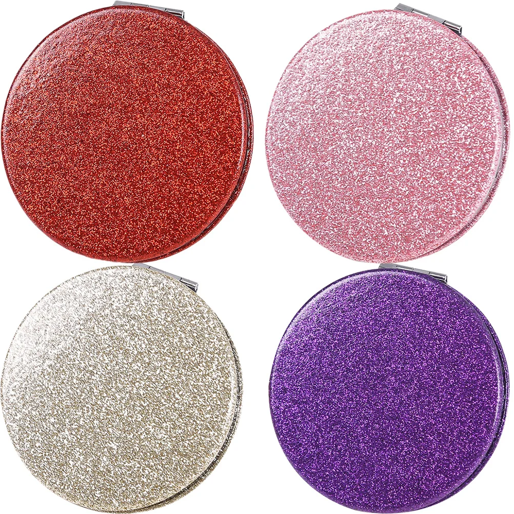 4 szt. Kompaktowe składane okrągłe lusterko podróżne dwustronne przenośne małe lusterko do makijażu do torebki na prezent mini lusterko