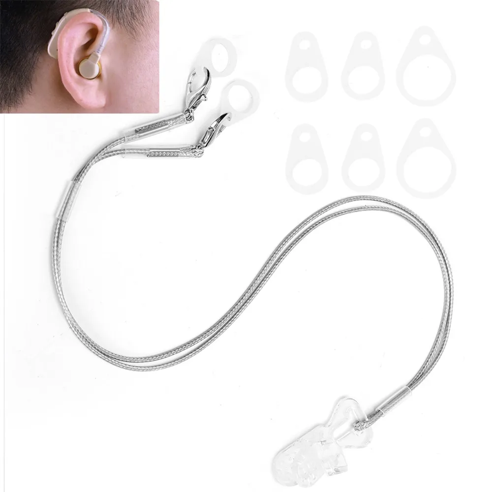 Anti Lost Hearing Aid Lanyard Adjustable Transparent Clip Hearing Aid Hanging Strap with Loops Hearing Aid Accessory