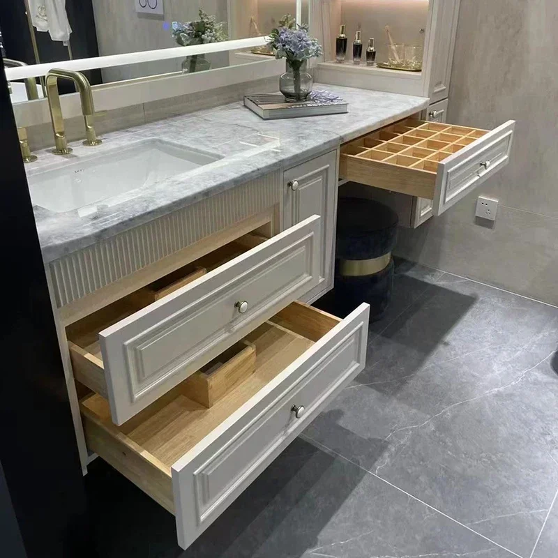 French Bathroom Cabinet Drawer Organizer Storage Minimalist Bathroom Vanity Shelving Space Saver Banyo Dolabi Bathroom Cabinet