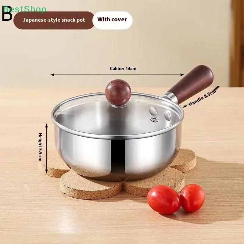 Stainless Steel Instant Noodle Bowl Wooden Handle Anti-Scald Anti-Drop Heat-Resistant Household Bowl