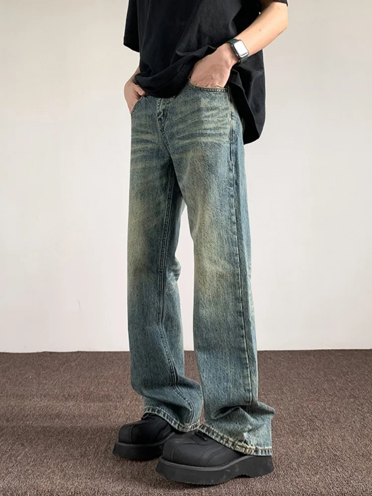 

Мужские летние джинсы American Sle с широкими штанинами, свободного кроя, прямые, CleanFit, в стиле High Street, повседневные, тонкие, длинные брюки