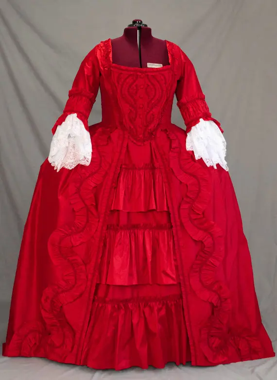 Women's Rococo Marie Antoinette Gown Dress french sack back dress royal queen ball gown dress 18th Century red wedding Dress