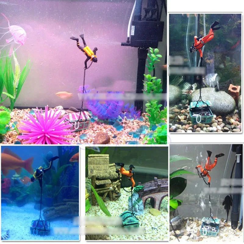 Fish tank decor decorazioni paesaggistiche per acquari frogman oxygen chest rotten boat ornaments accessori per acquari