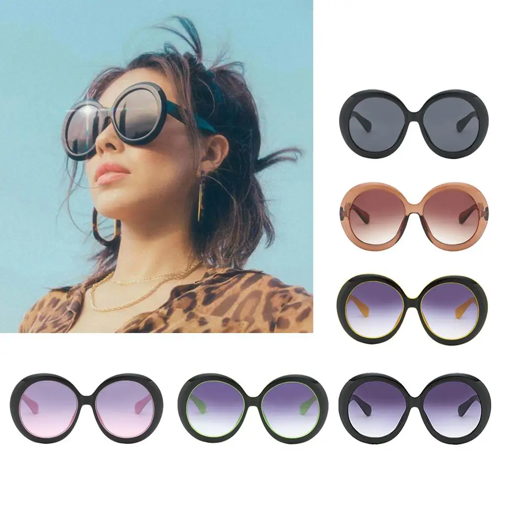 2-4pack Futuristic Oversize Round Sunglasses Black frame Gray lens