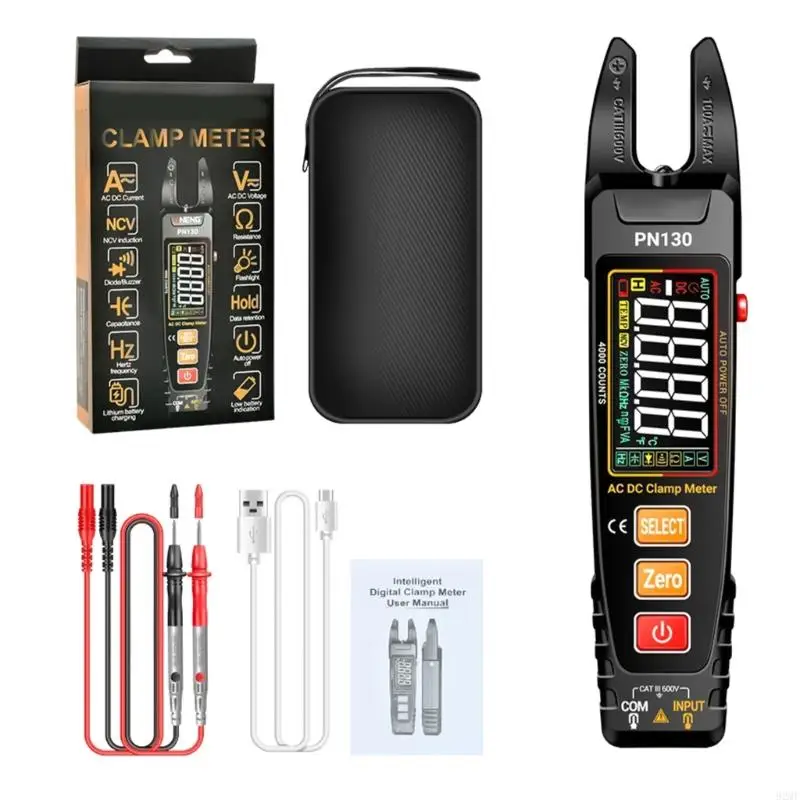 

92MF Digital Clamp Multimeter Accurate Current Voltages Resistance Measurement Device with Auto ranges & Backlit Display