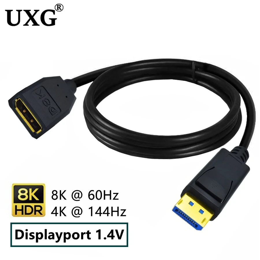 90 stopni pod kątem DisplayPort DP 1.4 kabel 3m 5m 8K 60Hz 4K @ 144Hz HDR wysoka prędkość 32.4gbps Port wyświetlacza męskiego do żeńskiego