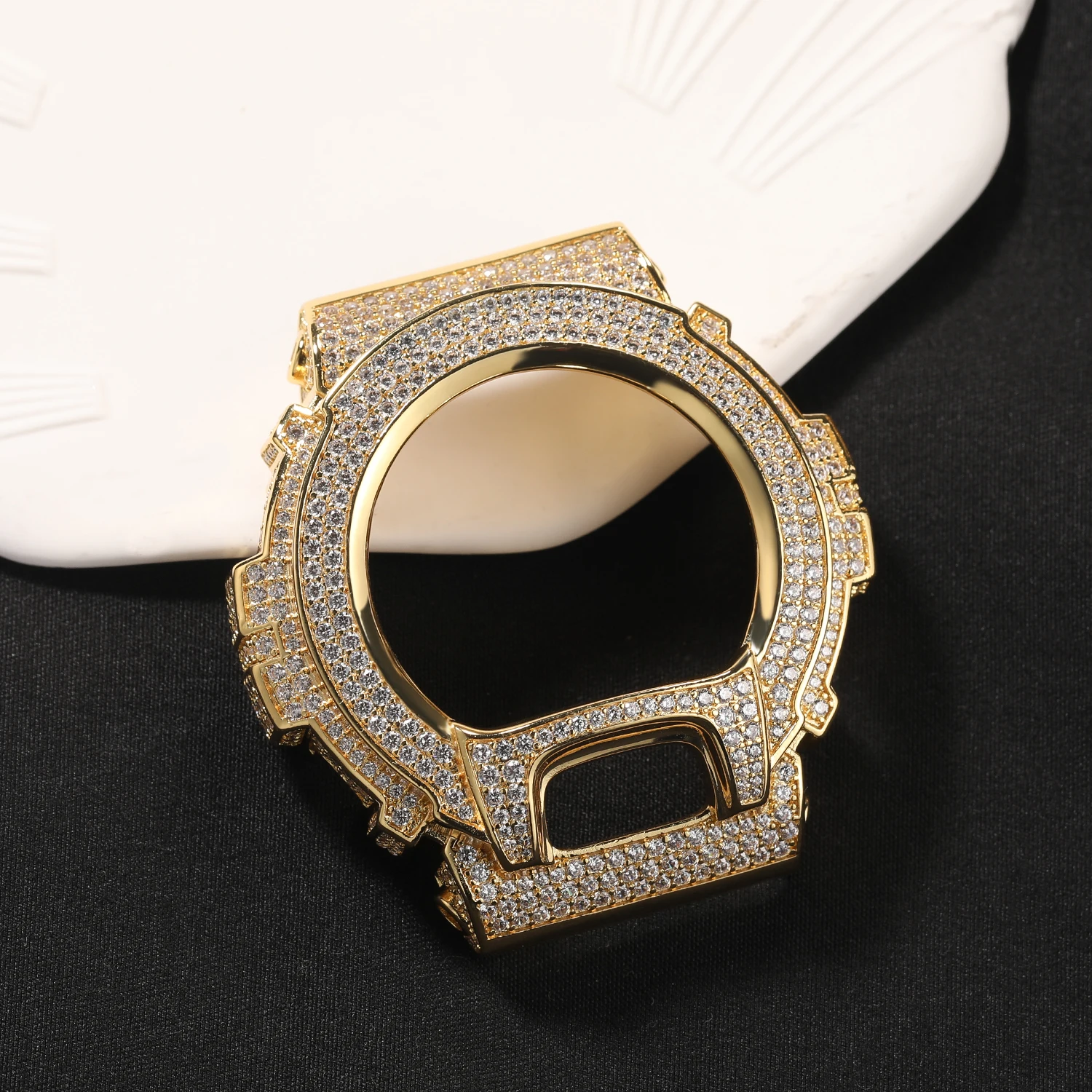 UWIN Iced Out Pave Setting Moissanite/CZ Stones Wrist Watch Case Cover For DW-6900 Replacement Watch Case Hip Hop Accessories view 5