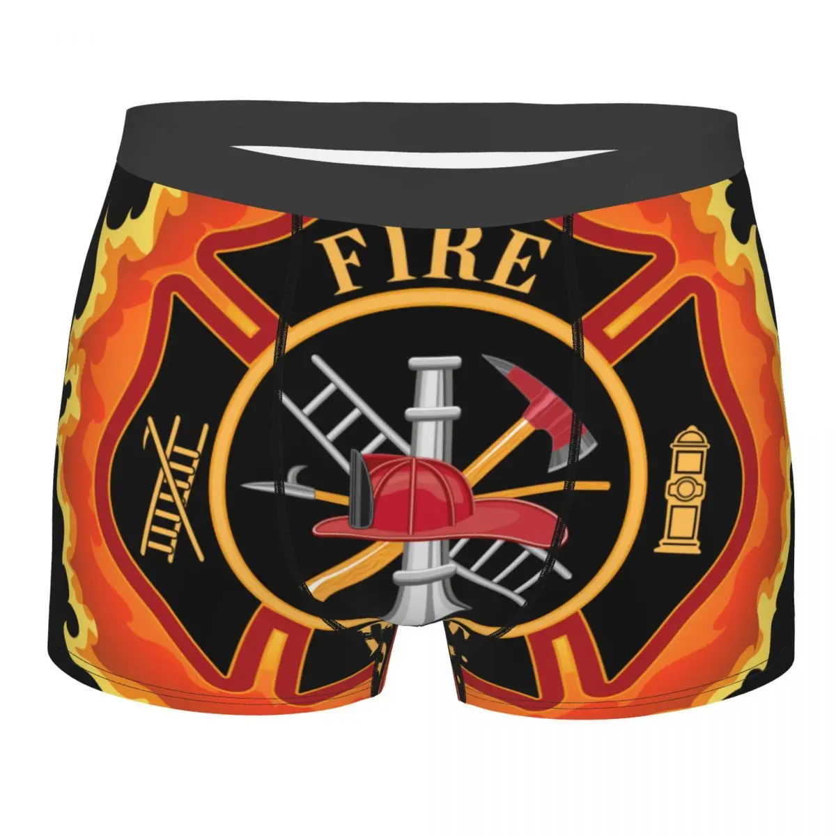 Firefighter Cross With Flames Boxer Shorts For Homme 3D Print Fire Rescue Fireman Underwear Panties Briefs Soft Underpants