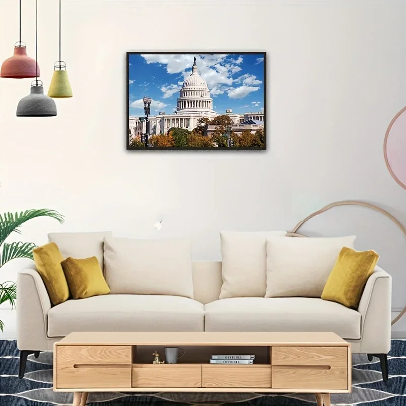 الولايات المتحدة كابيتول 1000 قطعة بازل قطع 70x50 سنتيمتر المعماري لاندمارك جدار الفن جامعي ، واشنطن تيار مستمر الديكور السياسي