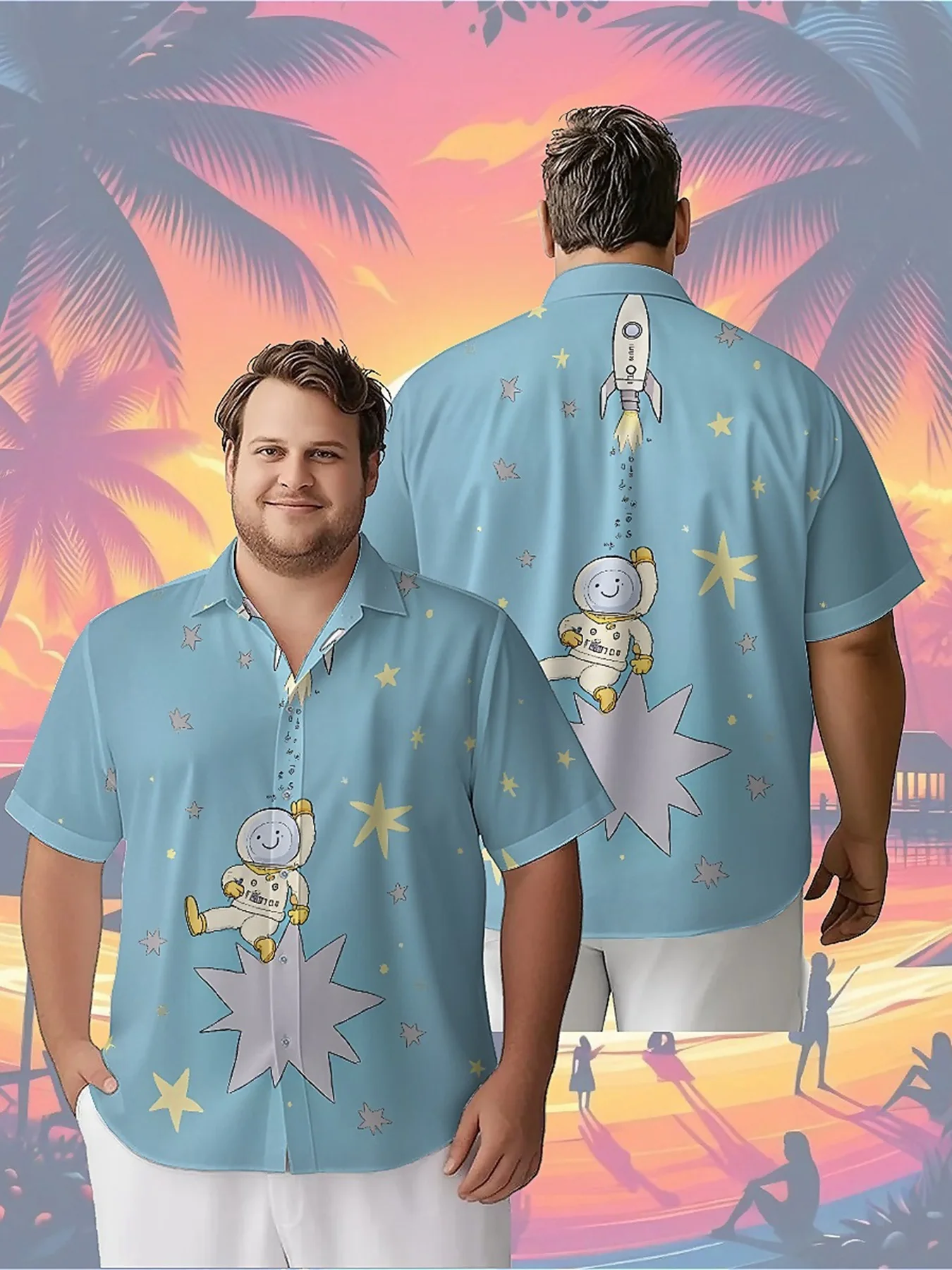 

Men's Plus Size Hawaiian Shirts Space Explorer Space Suit Pattern,Premium Comfort Youth Clothes,Streetwear Y2K Tops