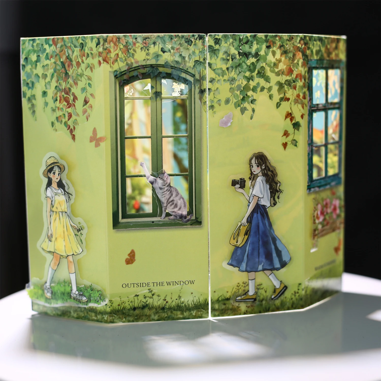 窓の外の街シリーズヴィンテージシーズンツリー風景素材紙クリエイティブDIYジャンクジャーナルコラージュ文具