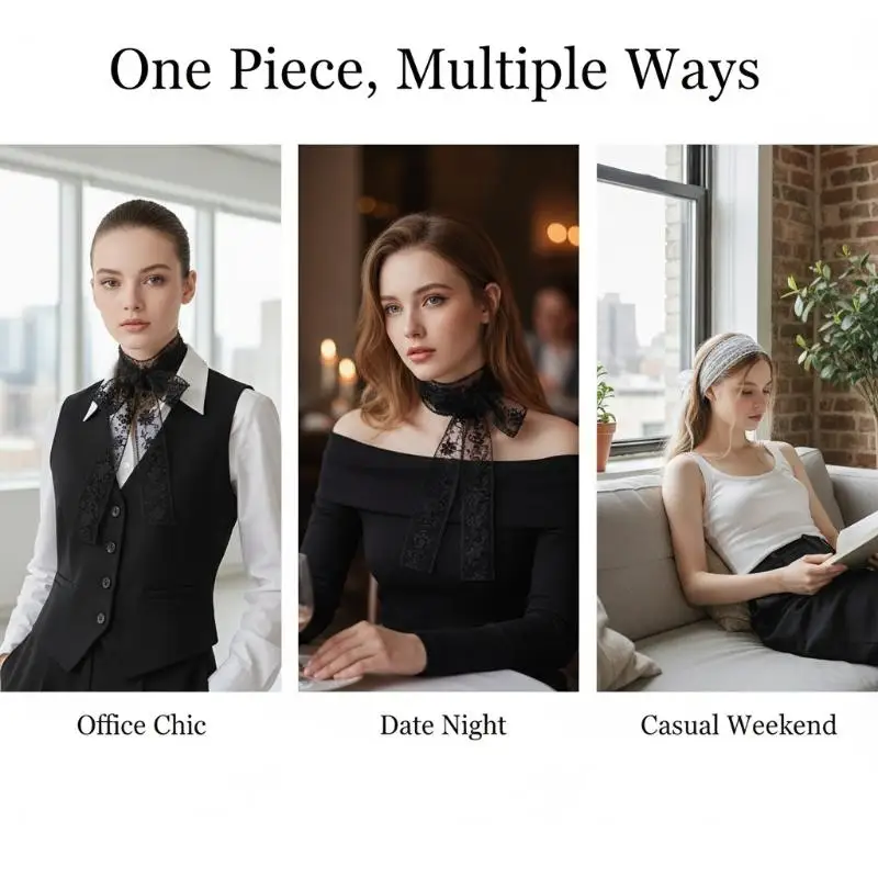 

Flower Lace Neck Strap Dressing Decoration Korean Style Hair Band Neckerchief