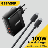 Essager 100W USB Type C Charger 65W PD Quick Charge4.0 3.0 Type-C Fast Charging For iPhone 16 15 14 13 Pro Xiaomi Macbook Laptop