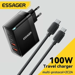 Essager 100W USB tipo C cargador 65W PD carga rápida 4,0 3,0 tipo C carga rápida para iPhone 16 15 14 13 Pro Xiaomi Macbook Laptop