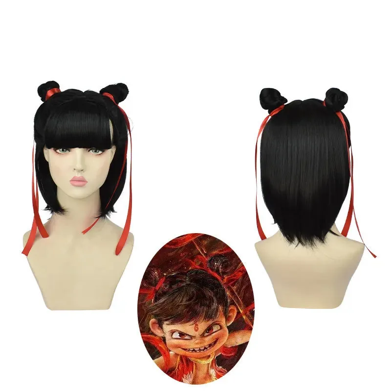 أزياء أنيمي ماجيك للأطفال Nezha's Demon Boy التأثيرية للبالغين والأطفال ملابس حفلات رياض الأطفال ملابس باروكة دعامة لطيفة ؛ 6'h ، 8