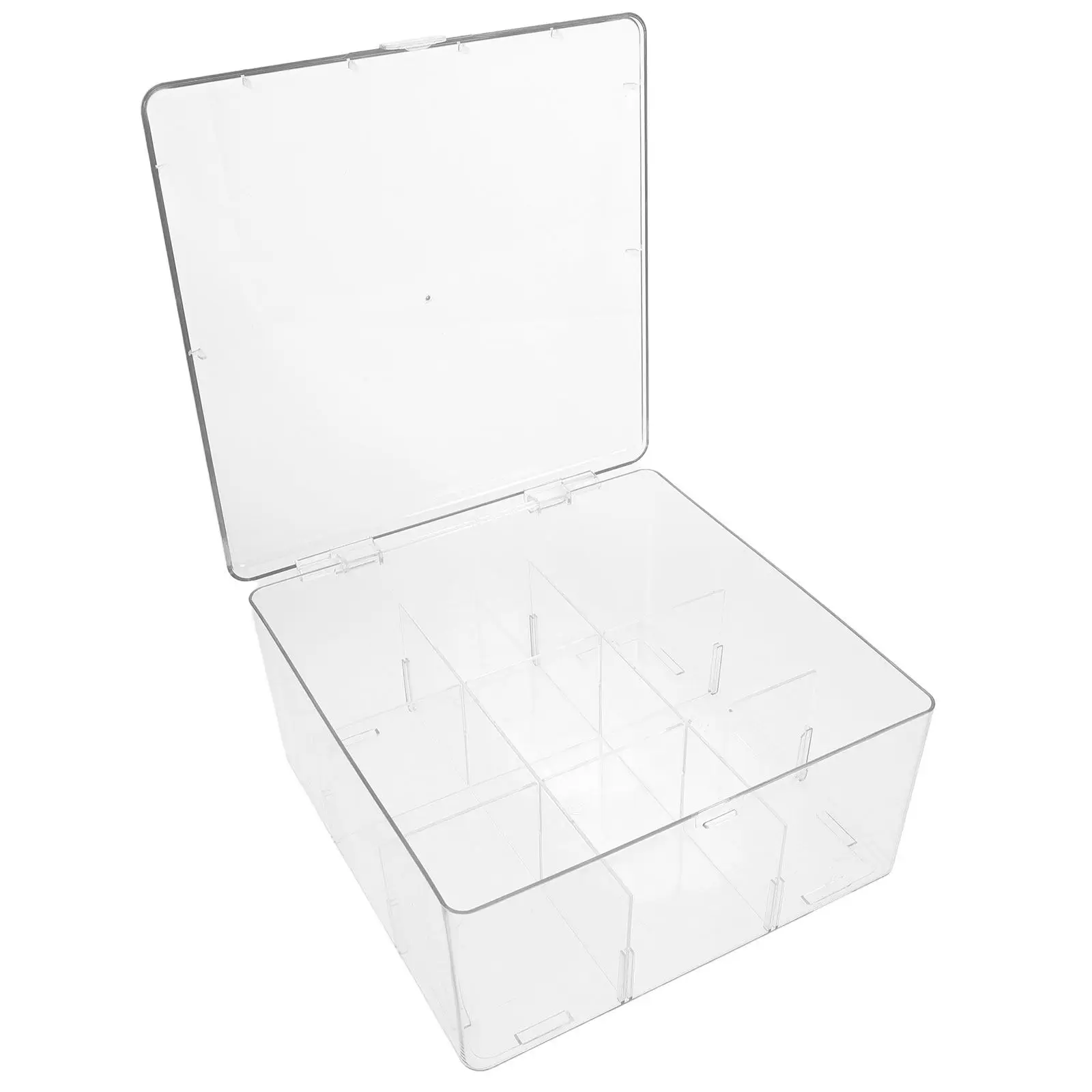 Acrylic Card Storage Box with Lid Divided Compartments for Game Cards Business Cards Postcards Rings Necklaces Coins Small