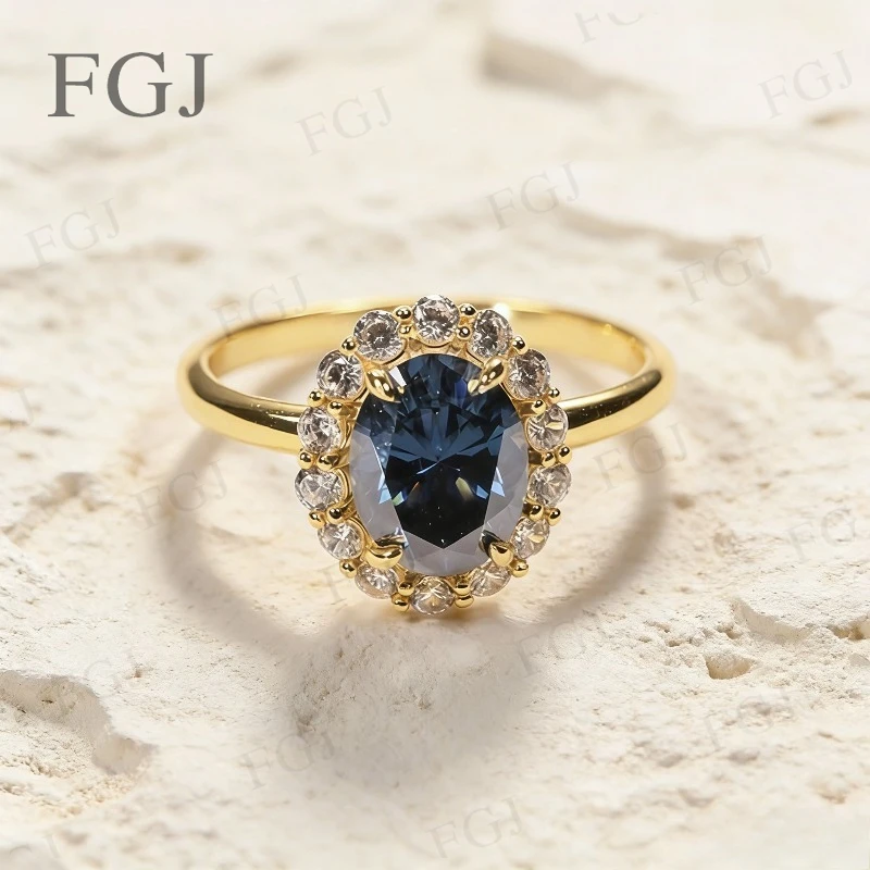 

Moissanite/Sapphire Ring 925 Sterling Silver 2CT Blue Color VVS1 Top Quality For Women Wedding Engagement Party Jewelry Gifts