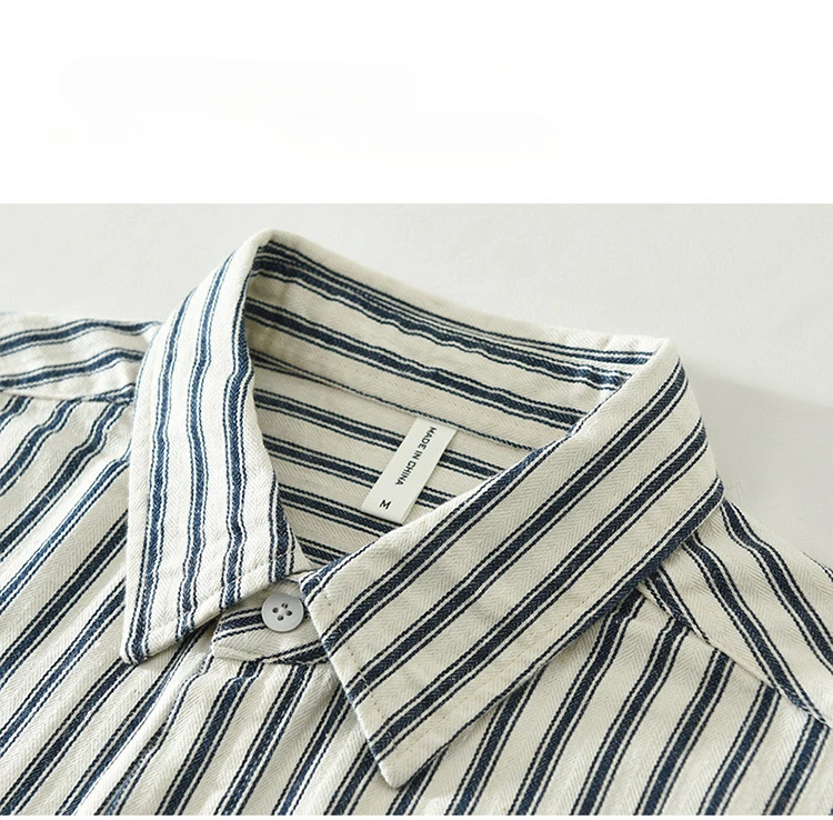 100% Cotton Men's Striped Short-sleeved Shirts Japanese Fresh Fashion All-match Shirt Casual Loose Top Spring Summer