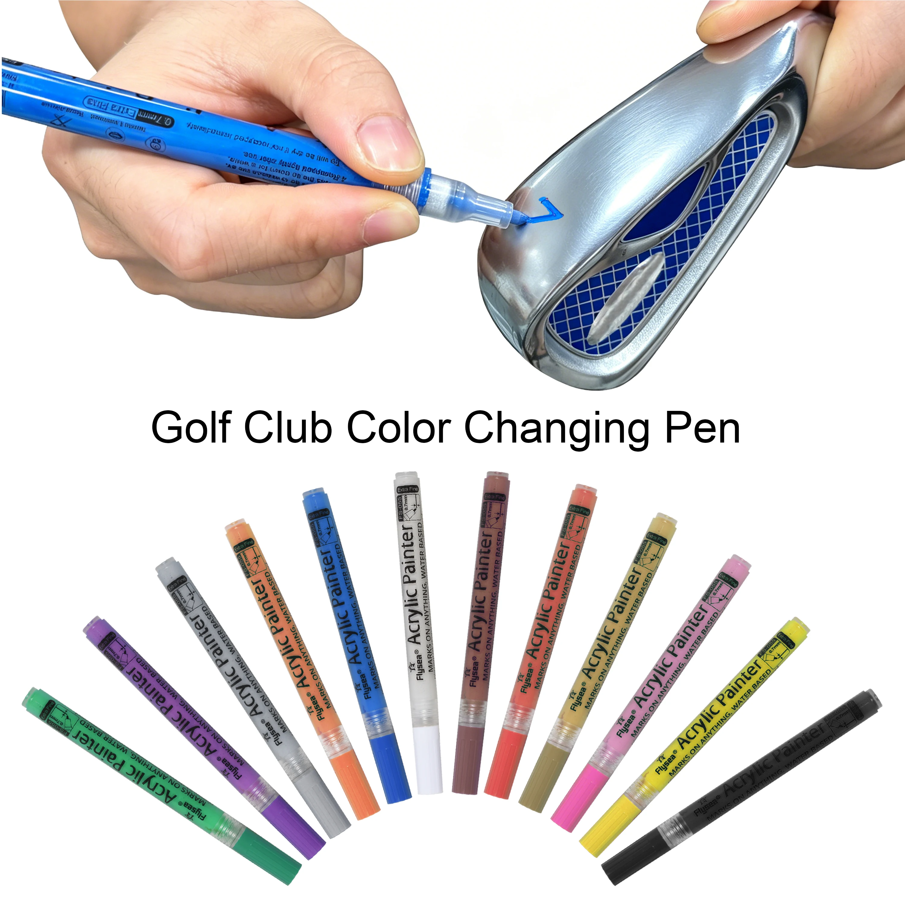 Golf Club Farbwechselstift, 0,7 mm, Acryl-Marker, wasserfest, sonnenfest, starke Deckkraft, DIY-Golfzubehör, mehrfarbiges Set