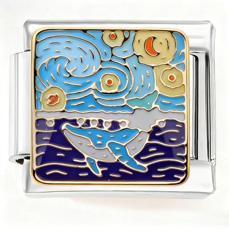 جرافيتي عصرية، فن ملون، سحر إيطالي، سوار من الفولاذ المقاوم للصدأ 9 مم، مجوهرات ذاتية الصنع للرجال والنساء، بالجملة