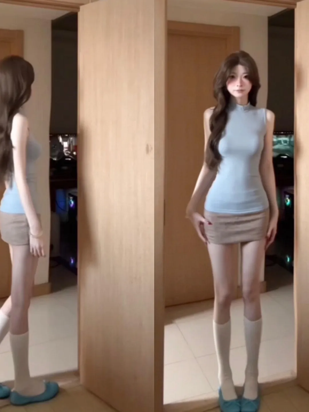 

Ретро-комплект из топа-халтера и юбки в нежном стиле, молодежный, весенне-летний, модный, комфортный, теплый, средней толщины, с высокой талией