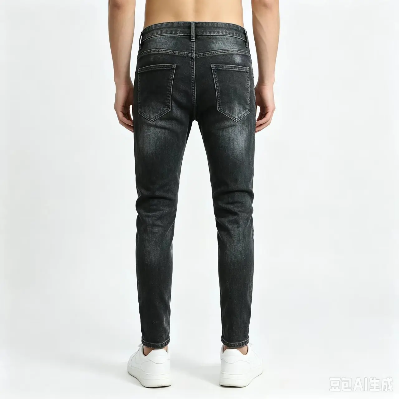 Fashionable new men's jeans, washed with water, nostalgic stretch, slim fit, black jeans, Italian designer straight leg pants, h