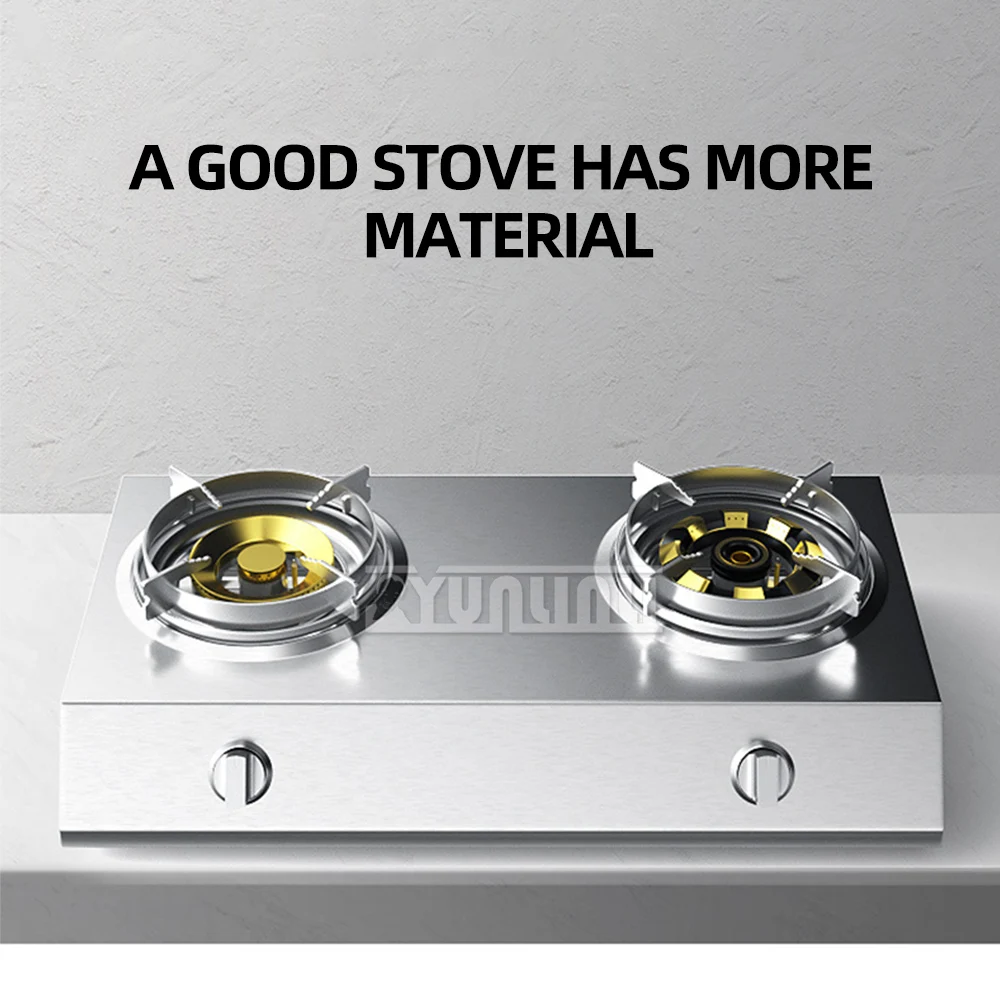 Desktop Cooktop Kitchen Double Gas Stove Household Kompor Gas Stainless Steel LPG Gas Stove Fogones De Gas Para Cocina