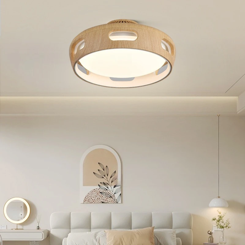 Hollow Out Design Bladeless Ceiling Fan Lamps Restaurant Fan Lights Intelligent Home Study Bedroom Indoor Wabi Sabi Home Decor