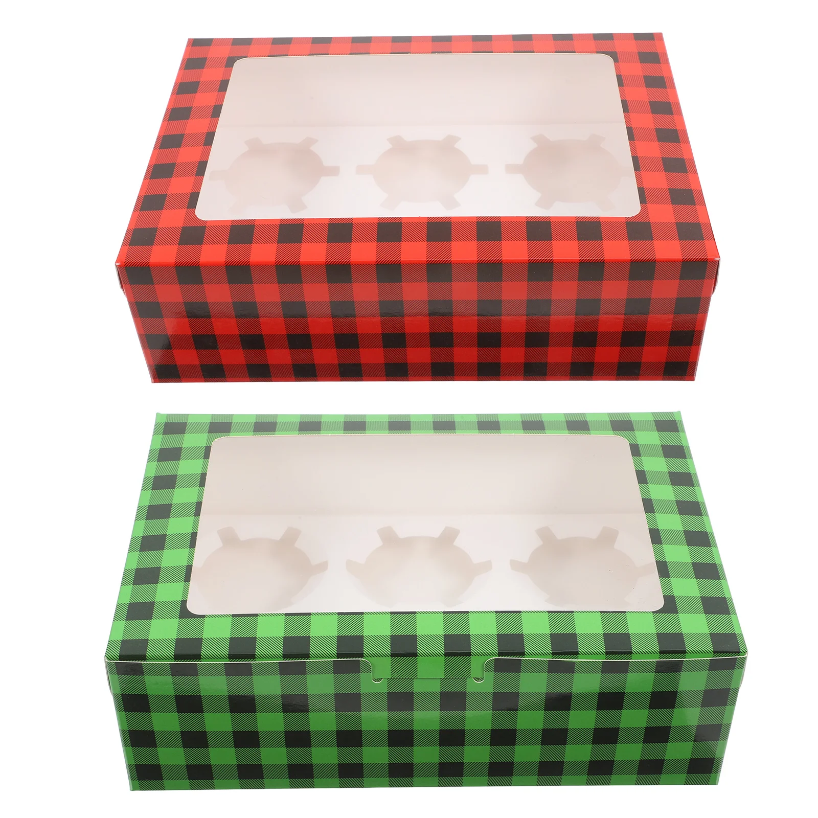 

12Pcs Christmas Transparent Window Cake Boxes Mini Muffin Cupcake Packaging Baked Goods Holiday Treats Gift Giving