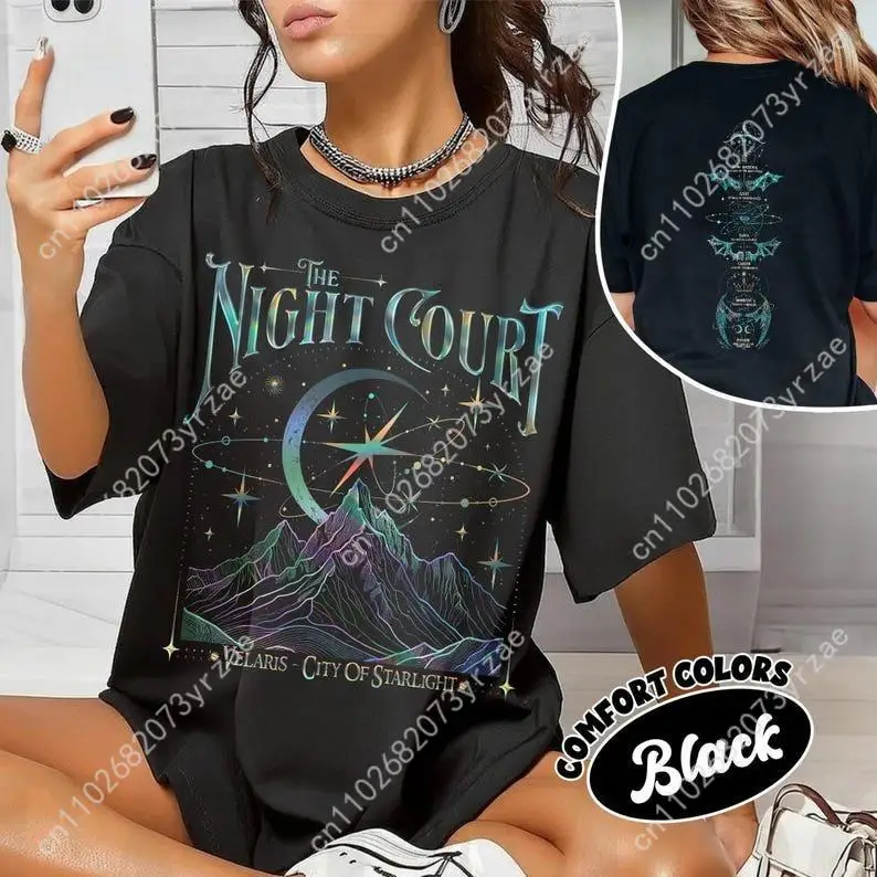 เสื้อยืด The Night Court Acotar 2 ลาย Retro Wash สำหรับผู้ชายและผู้หญิง คุณภาพสูง สไตล์วินเทจ ผ้าฝ้าย แขนสั้น เนื้อผ้านุ่ม ระบายอากาศได้ดี