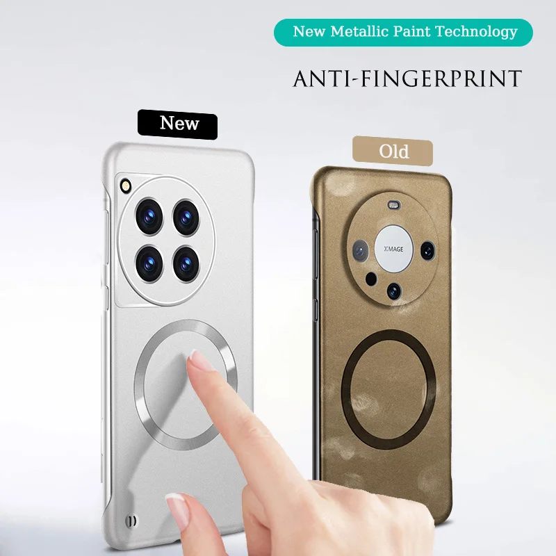 Luxury Ultrathin Metallic Paint Frameless Case For OnePlus 13T 13R 13 12R 11R 1+13 Magnetic Wireless Anti-fingerprint Hard Cover