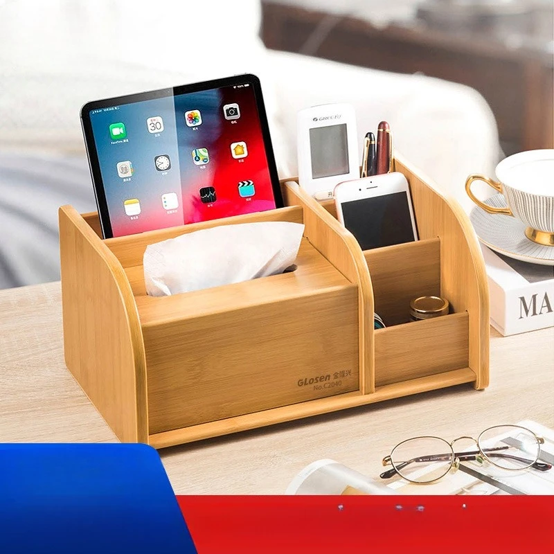 Многоцелевой деревянный держатель для салфеток Jinlong, ящик для хранения домашнего стола с дистанционным управлением, креативный органайзер