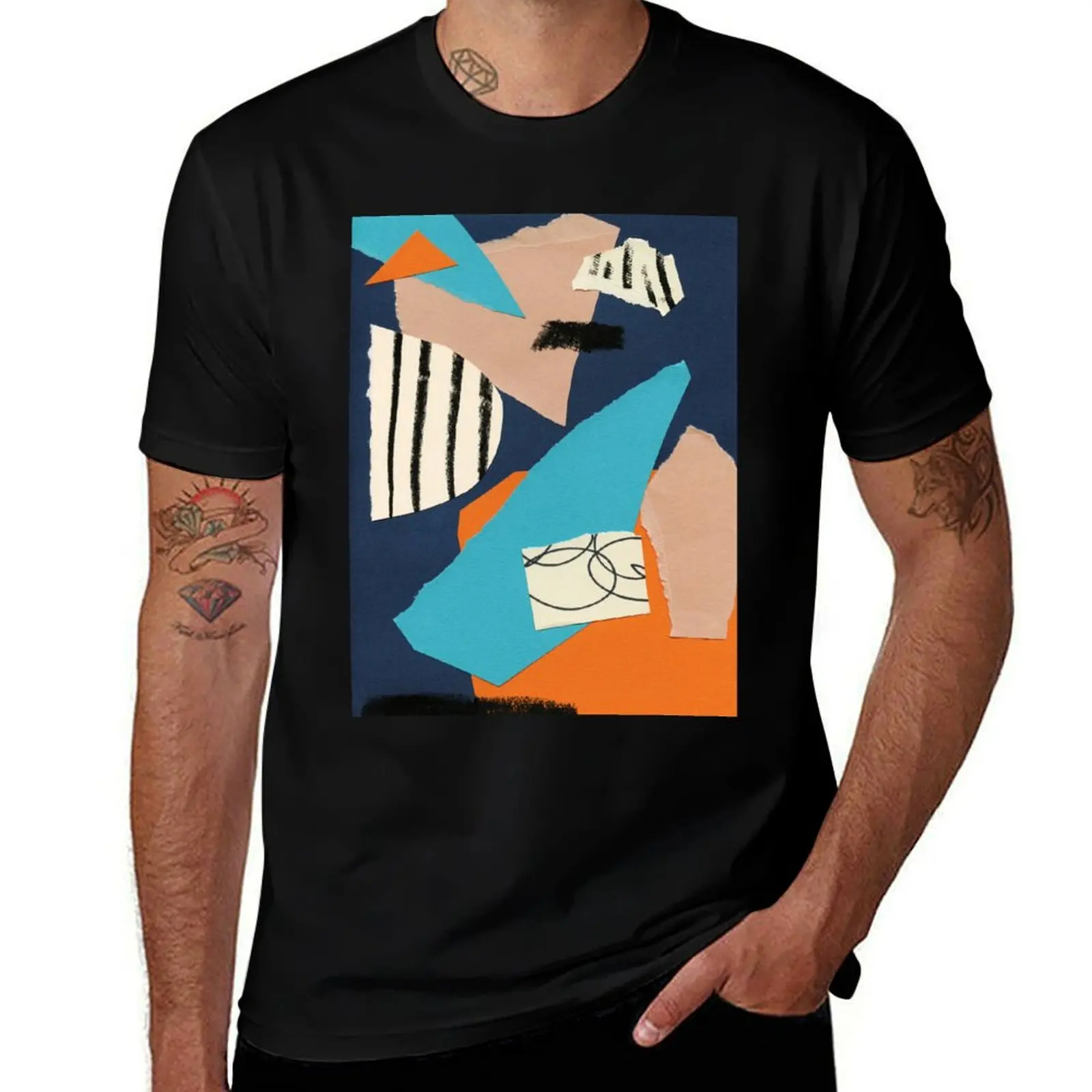 abstract collage T-Shirt Work Utility Casual Tee Shirt